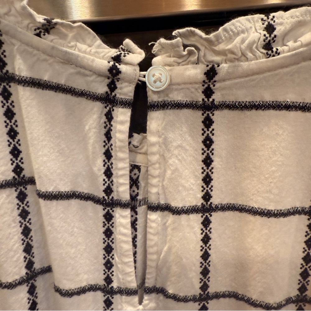 LOFT White and Black Checkered Blouse Xl - Picture 8 of 9